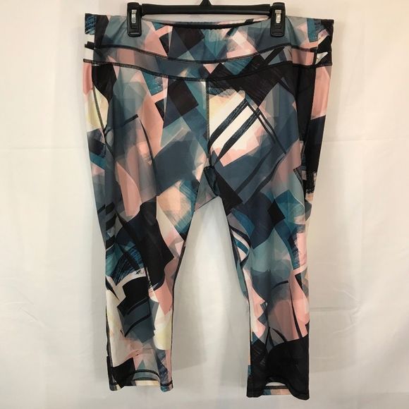 Lucy Pants - Lucy Activewear Kaleidoscope Black Pink Crop Legging Tights 3X